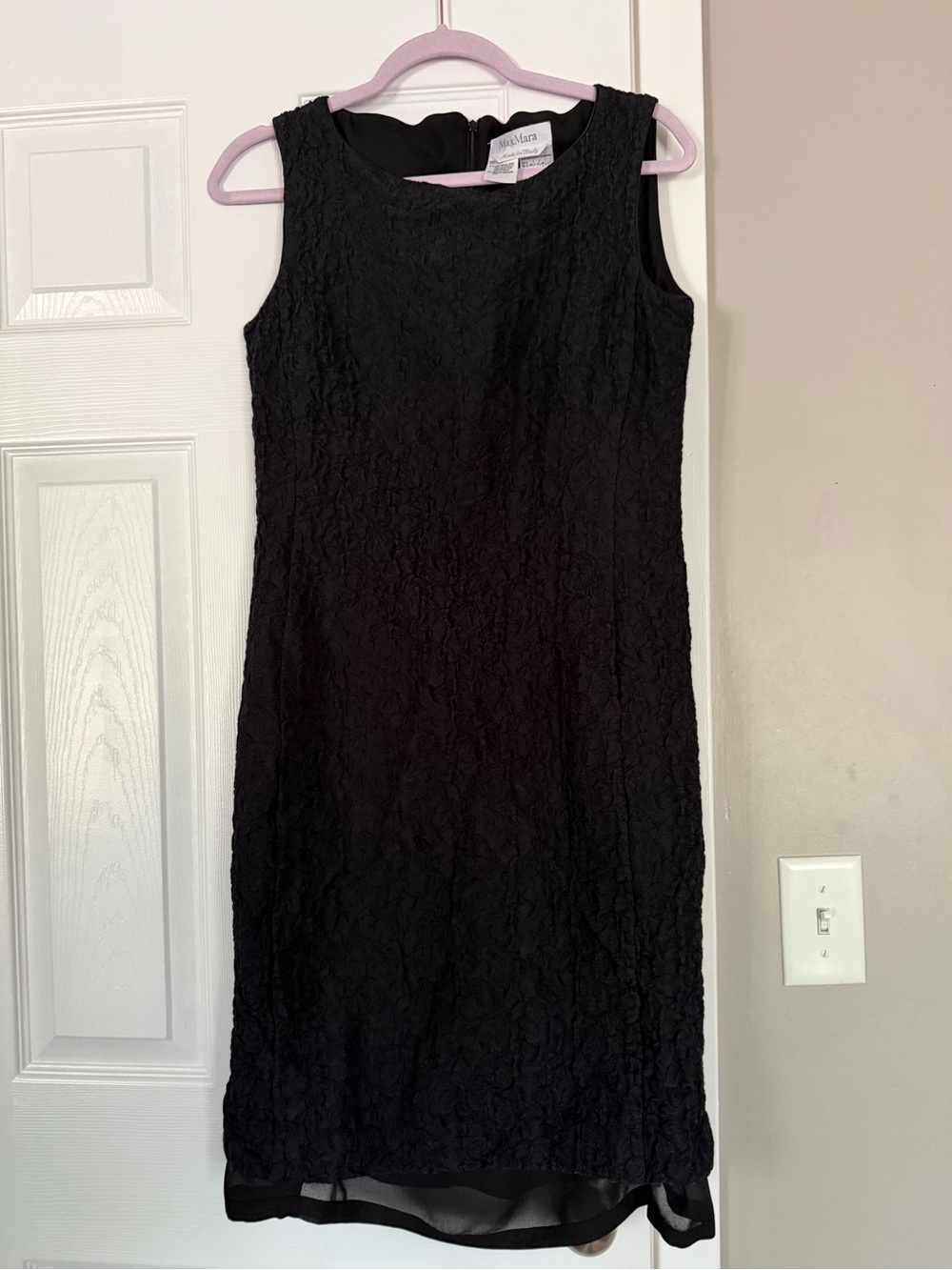 Max Mara Black Midi Dress 80% Virgin Wool Event Formal Date night